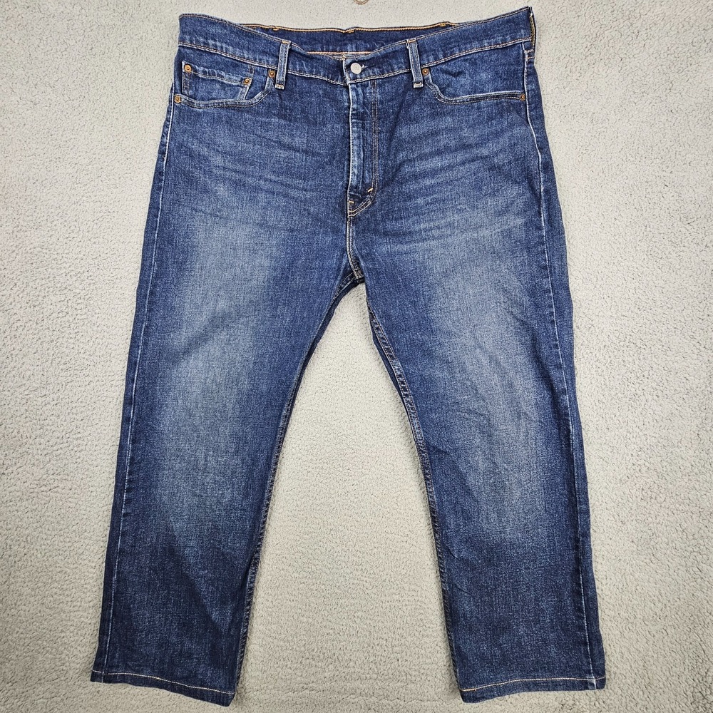 Levi's 505 Regular Fit Jeans Mens 40x27 Blue Medium Wash Straight Leg Stretch